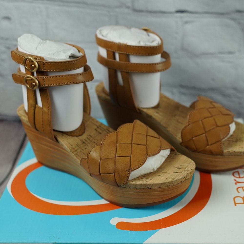 Baretraps Melyssa Auburn Brown Wedge Sandals Sz 6 Platform